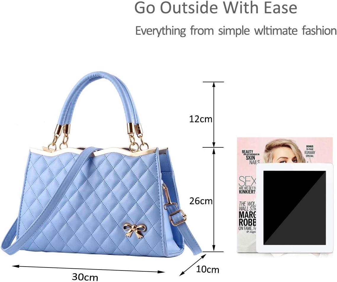 Women's Azure Diamond Lattice Handbag | PU Leather Crossbody Bag