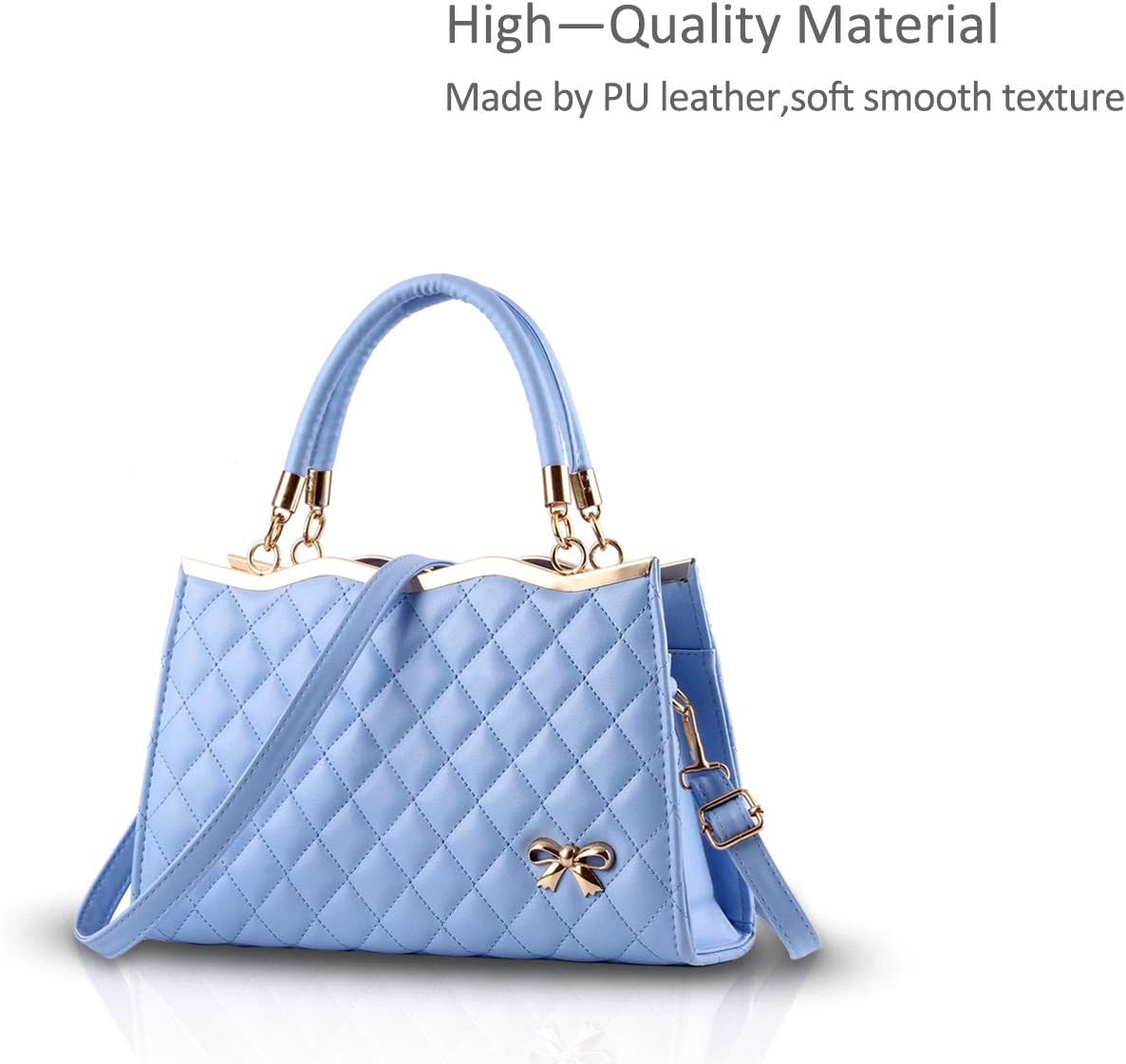 Women's Azure Diamond Lattice Handbag | PU Leather Crossbody Bag