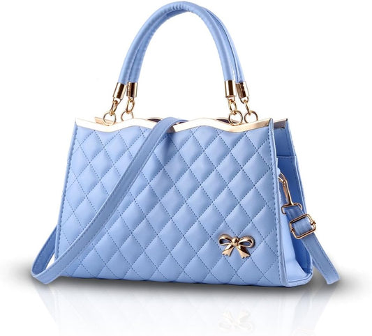 Women's Azure Diamond Lattice Handbag | PU Leather Crossbody Bag
