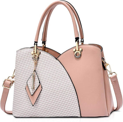 Women's Checked PU Leather Handbag | Multi-Pocket Shoulder Bag