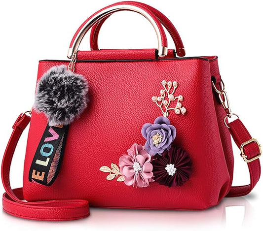 Women's Small Flower Handbag | PU Leather Designer Shoulder Bag