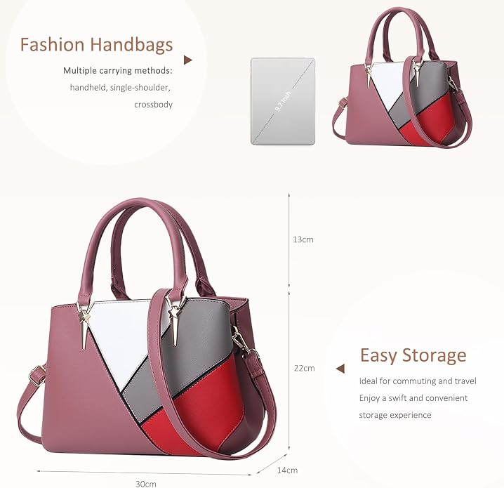 Women's Color-Block PU Leather Handbag | Shoulder & Crossbody Bag
