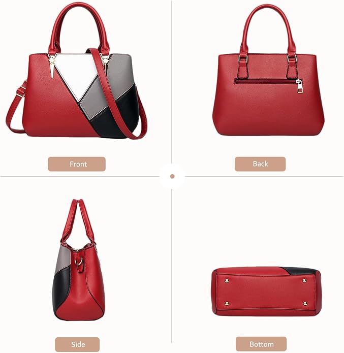 Women's Color-Block PU Leather Handbag | Shoulder & Crossbody Bag