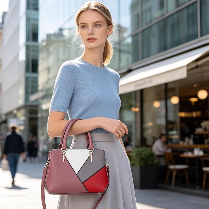 Women's Color-Block PU Leather Handbag | Shoulder & Crossbody Bag