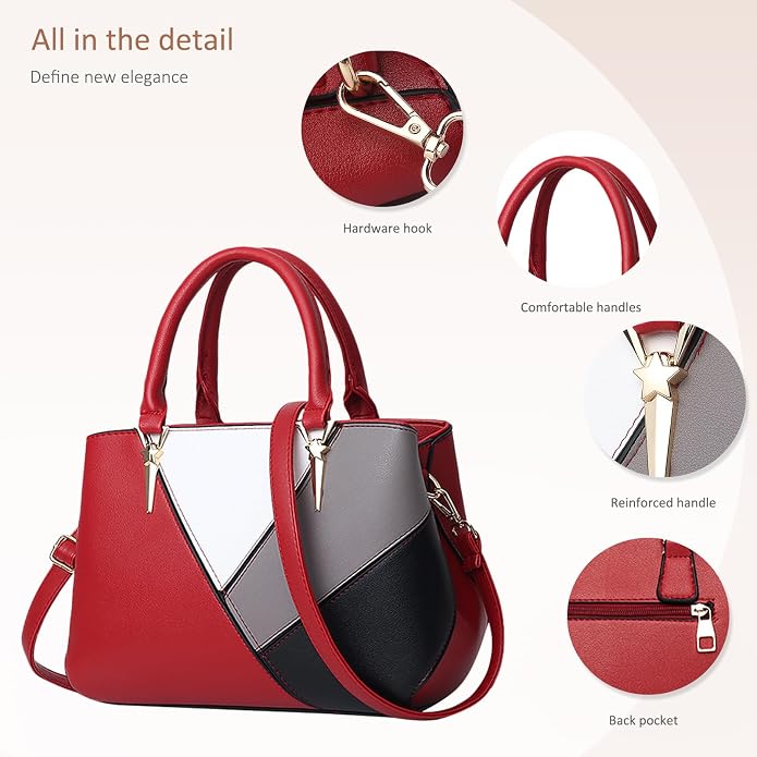 Women's Color-Block PU Leather Handbag | Shoulder & Crossbody Bag
