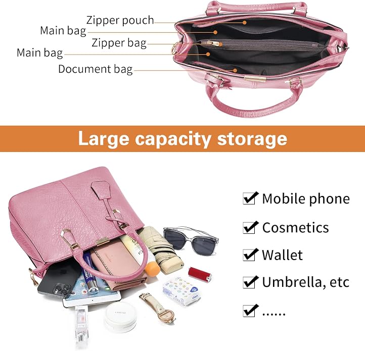 Women's PU Leather Satchel Handbag | Top Handle Tote & Crossbody Bag