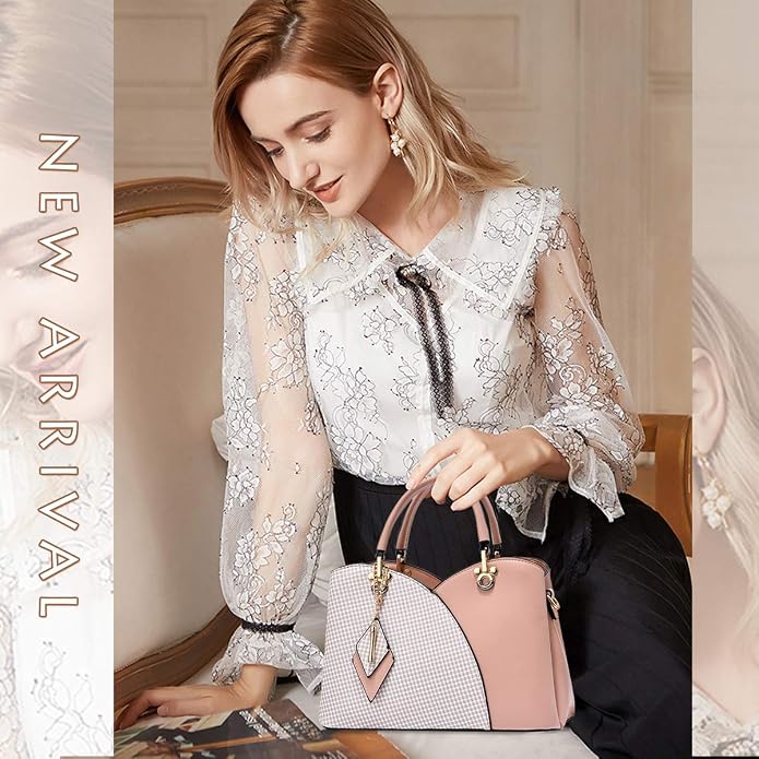 Women's Checked PU Leather Handbag | Multi-Pocket Shoulder Bag