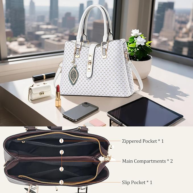 Women's White PU Leather Handbag | Elegant Crossbody Bag
